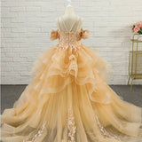 Robe princesse fille bleu clair avec détails floraux et broderies
