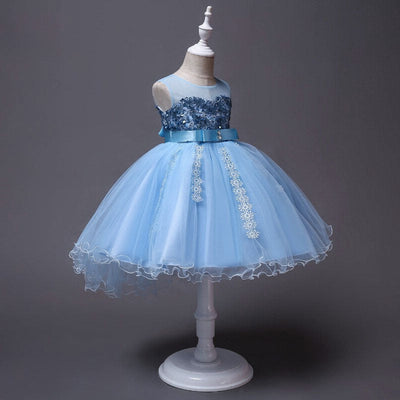 Robe princesse fille bleue avec paillettes et jupe en tulle