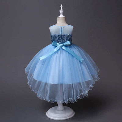 Robe princesse fille bleue avec paillettes et jupe en tulle
