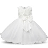 Robe cérémonie fille rose pastel avec motif fleuri en relief et jupe volumineuse