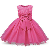 Robe cérémonie fille rose pastel avec motif fleuri en relief et jupe volumineuse