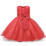 Robe cérémonie fille rose pastel avec motif fleuri en relief et jupe volumineuse