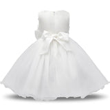 Robe cérémonie fille rose pastel avec motif fleuri en relief et jupe volumineuse