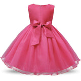 Robe cérémonie fille rose pastel avec motif fleuri en relief et jupe volumineuse