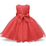 Robe cérémonie fille rose pastel avec motif fleuri en relief et jupe volumineuse