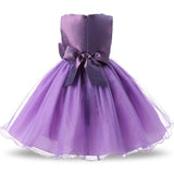 Robe cérémonie fille rose pastel avec motif fleuri en relief et jupe volumineuse