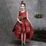 Robe princesse fille rose pastel avec motifs floraux noirs ou gris