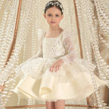 Robe princesse fille ivoire avec sequins et boucle élégante