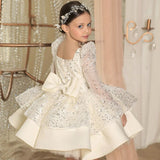 Robe princesse fille ivoire avec sequins et boucle élégante