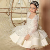 Robe princesse fille ivoire avec sequins et boucle élégante