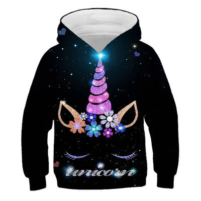 Sweat Licorne Fille Noir