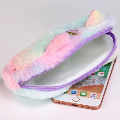 Trousse à Crayons Licorne en Peluche