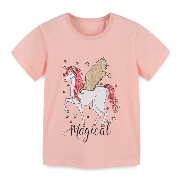 T-Shirt Rose Licorne pour Fille