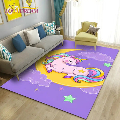 Tapis Licorne Fond Violet