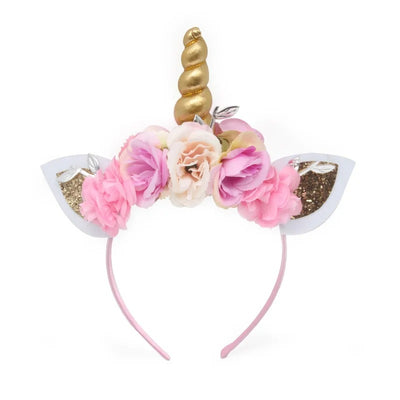 Serre-Tête Licorne Doré Fleur