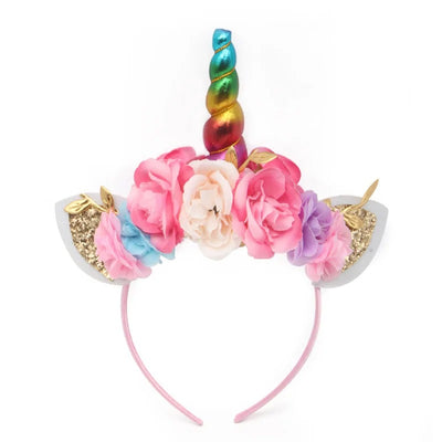 Serre-Tête Licorne Arc-en-ciel Fleur