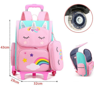 Cartable Roulette Licorne rose