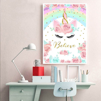 Toile Licorne Fleurie