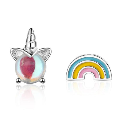 Boucles d’Oreilles Licorne Arc-en-Ciel 