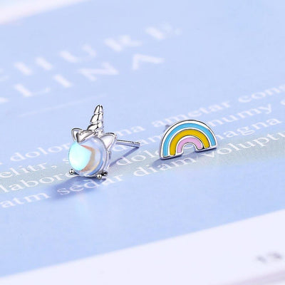 Boucles d’Oreilles Licorne Arc-en-Ciel Kawaii