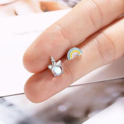 Boucles d’Oreilles Licorne Arc-en-Ciel Kawaii