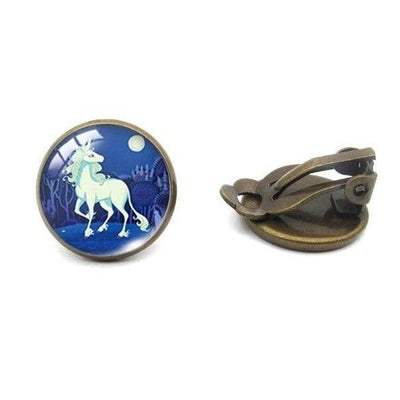 Boucles d’Oreilles Licorne Lune bronze