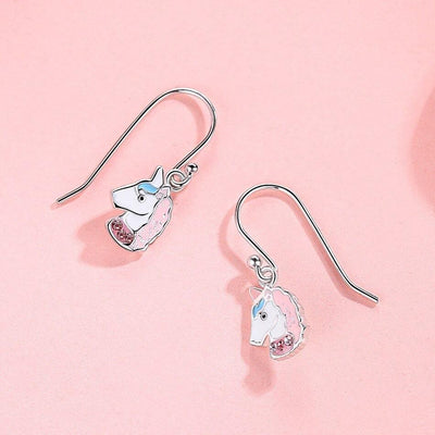 Boucles d’Oreilles Licorne Crochet (Argent)