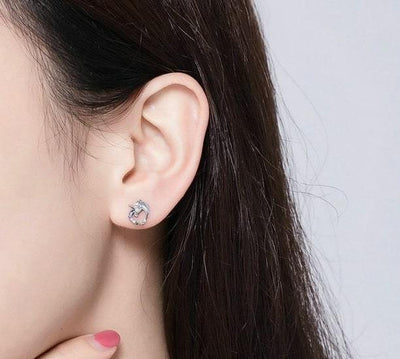 Boucles d’Oreilles Licorne Diamant (Argent)