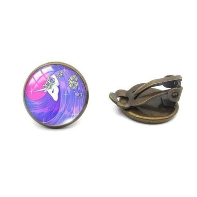 Boucles d’Oreilles Licorne Femme Fleurie bronze