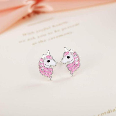 boucles d’oreilles licorne rose