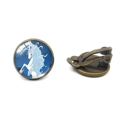 Boucles d’Oreilles Licorne Pégase Blanc bronze