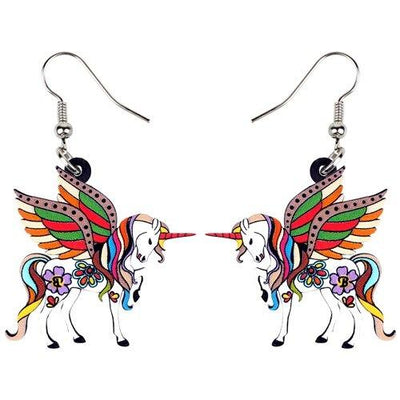 Boucles d’Oreilles Licorne Pendantes Marrons
