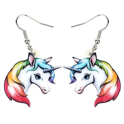 Boucles d’Oreilles Licorne Pendantes Multicolores