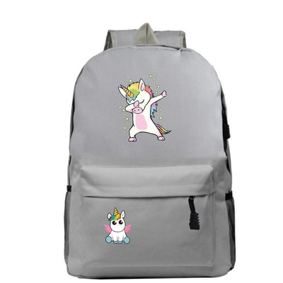 Cartable Licorne École Gris