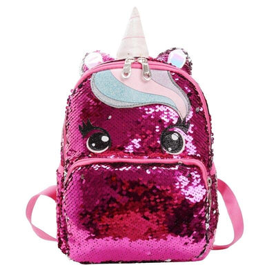 Cartable Licorne Paillette Rouge Fushia
