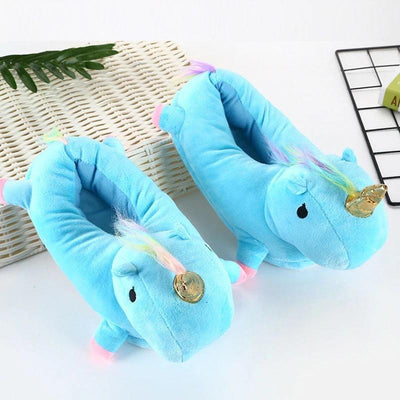 Pantoufles Licorne Bleu