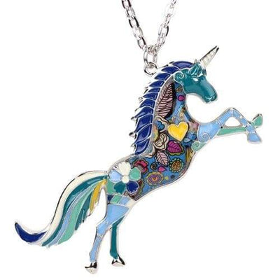 Collier Licorne Éthnique bleu
