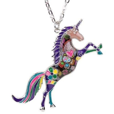 Collier Licorne Éthnique violet