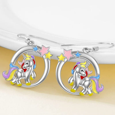 Boucles d’Oreilles Licorne Pendante
