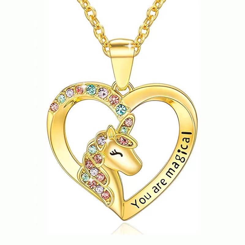 Collier Licorne Doré Pour Adolescente - Pendentif Acier, Longueur 45cm, Neuf Avec étiquette
