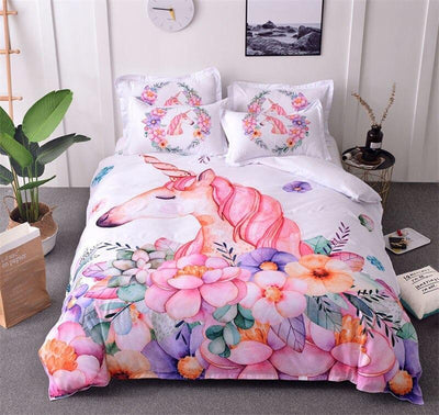 Housse de Couette Licorne Champ de Fleurs