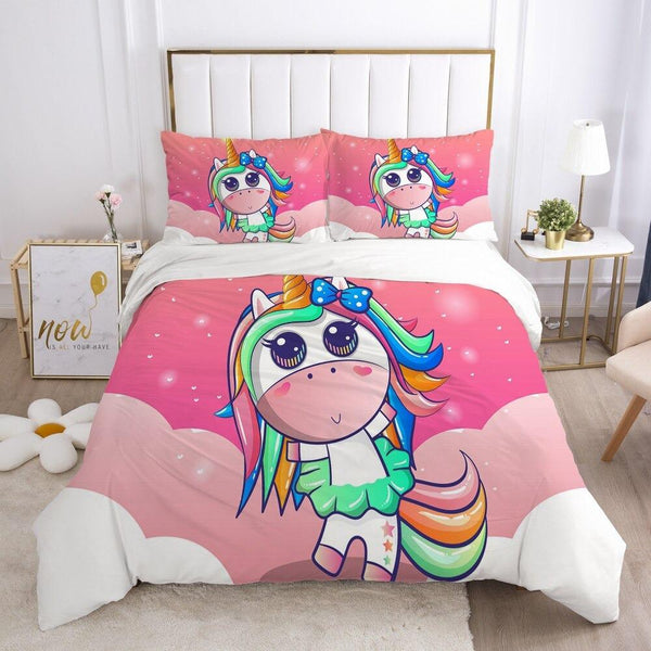 HZVRTN Parure de lit pour enfant - En microfibre douce - Avec housse de couette et taie d'oreiller - Avec fermeture éclair et taie d'oreiller - Motif licorne 3D - 220 x HZVRTN Parure de lit pour enfant - En microfibre douce - Avec housse de couette et taie d'oreiller - Avec fermeture éclair et taie d'oreiller - Motif licorne 3D - 220 x