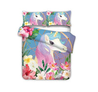 Housse de Couette Fleur Printemps avec licorne