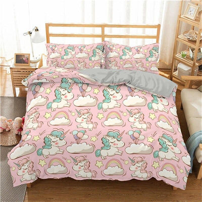 Housse de Couette Licorne Rose Fille