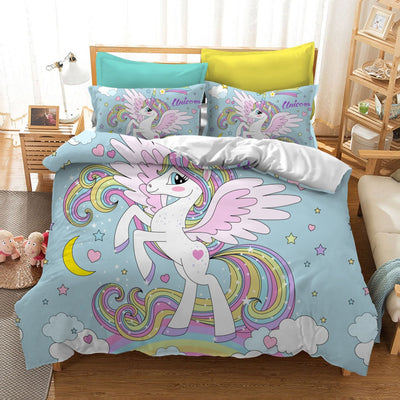 Housse de Couette Licorne Petite fille lune