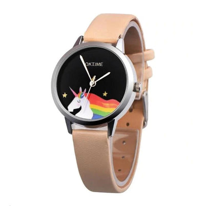 Montre Licorne Arc en Ciel Or