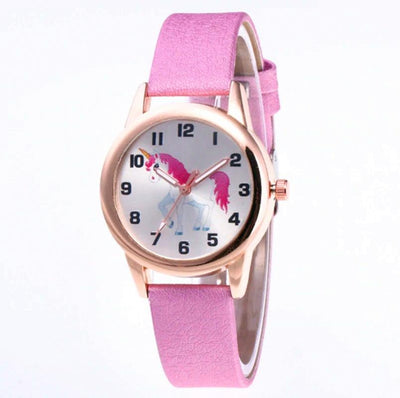 Montre fille Licorne rose en Cuir PU