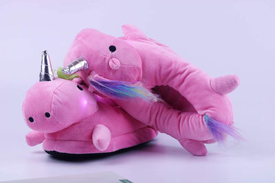 Chausson Licorne Lumineux Rose