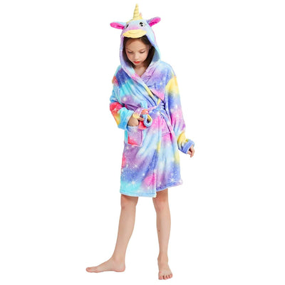 Peignoir Licorne Enfant Design à Capuche