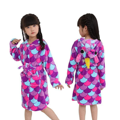 Peignoir Licorne Enfant Violet à Capuche